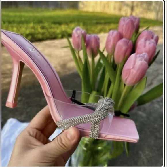 Zara rhinestone Vinyl high heel sandals 1324/010 size 36 - Picture 4 of 15